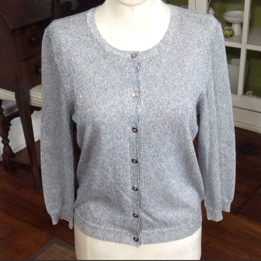 Ann Taylor cardigan silk metallic small